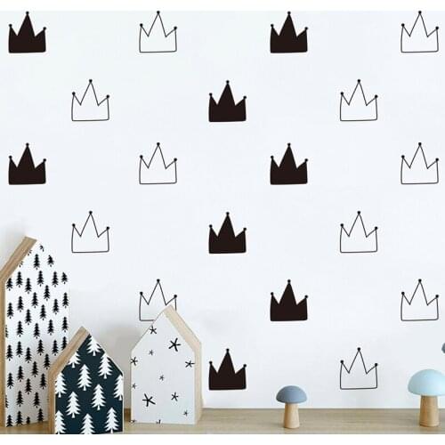 Green cartoon wallpaper black and white crown pattern bedroom bedroom personality simple wallpaper A10-009