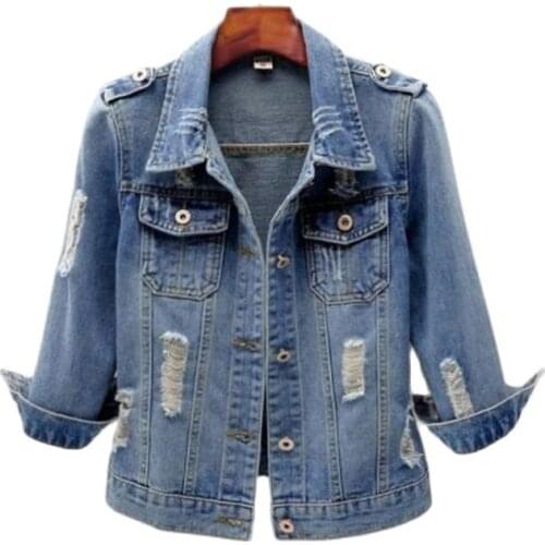 Woman Fall Oversized Vaquero Abrigo Lady Slim Manteau Spring Plus Size Denim Jackets Female Denim Coats Overcoat Outerwear Tops