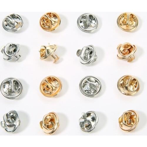 20pcs Gold Silver Color Brooch Base Pins Findings Butterfly Brooch Badge Holder Cabochon Settings Trays for DIY Jewelry Making