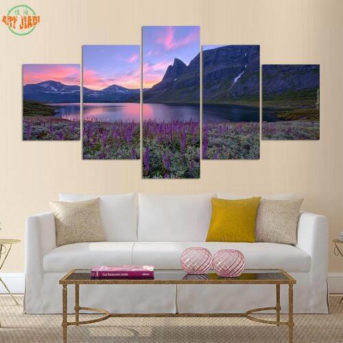 1-3-4-5 Piece Canvas Art Beautiful Lavender Under the Sunset HD Painting Living Room Decorations For Home Art Prints Canvas B410