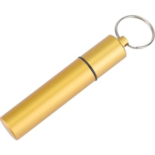 1pc Aluminum Alloy Gold Waterproof Bottle Camping Survival Seal Bottle EDC Outdoor Tool
