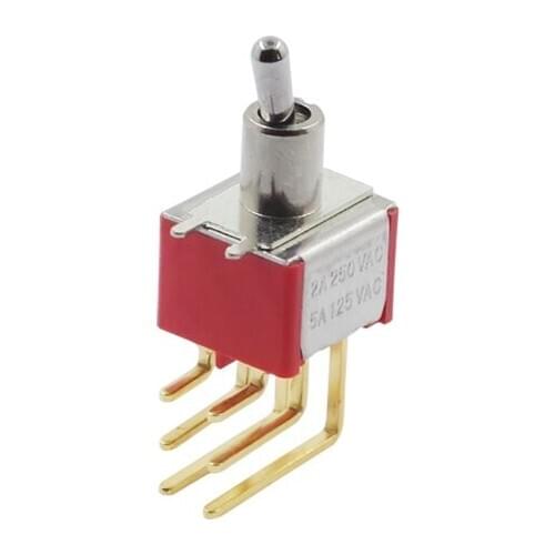 1pcs MTS-202-C4-NO curved foot rocker toggle switch rocker switch 6 feet 2 file gold-plated