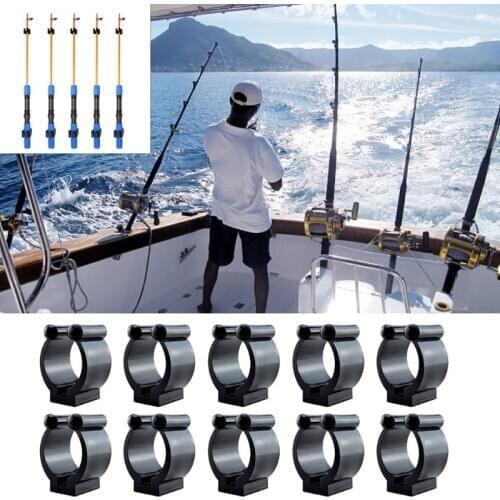 10pcs Fishing Rod Holder Clips Nylon Pool Cue Fish Poles Wall Mounted Storage Rack Fishing Accessories