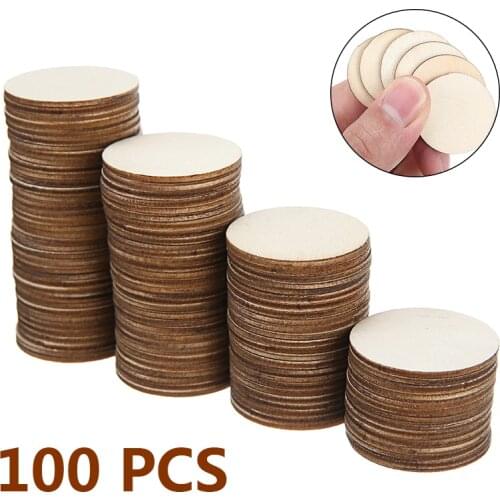100Pcs 30mm Round Wooden Pieces DIY Craft Wood Piece Embellishment For Wedding Party Painting Decors