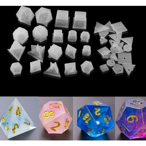 19 Styles Transparent Irregular Dice Silicone Molds Numbers Letters Dice Resin Epoxy Mold For DIY Dried Flower Decorative Craft