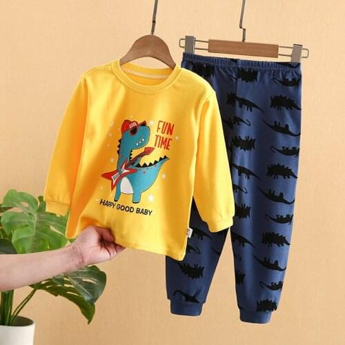 2pcs/sts Baby Girl Clothes Round Neck Cute Long Sleeve Dinosaur Rabbit Print Tops Pants Homewear Pajamas Outfits For Chilldren