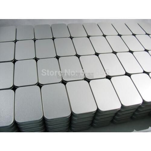 DHL 400pcs Plain silver tin box 9.4cm x 5.9cm x 2.1cm, rectangle tea candy business card usb storage box case