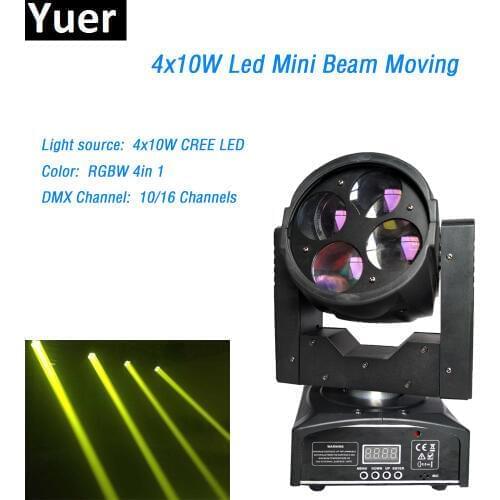 4x10W Mini Led Moving Head Beam Light Cree led lamp DMX 512 control 4/16CH 90V-240V for DJ Disco Wedding Xmas professional light