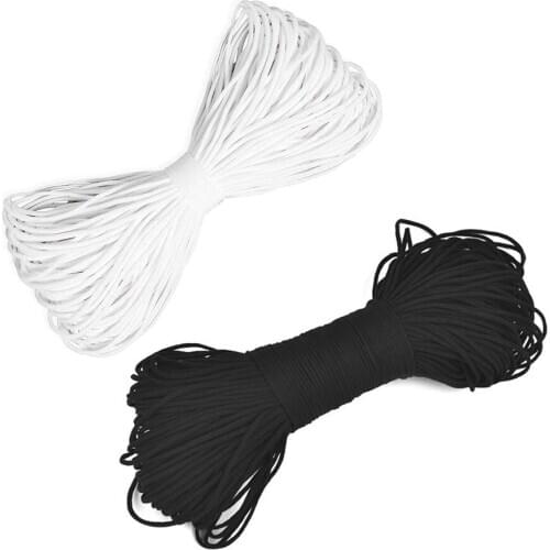 50M White Black Elastic Band Cord Adjustable Rope String Face Mask Strap for Sewing DIY Masks Crafts Sew Supplies