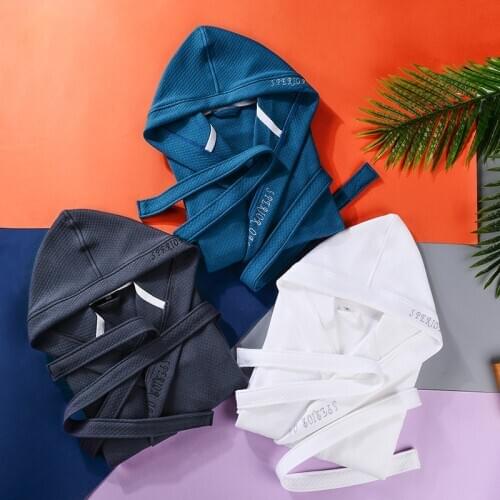 100% cotton bathrobes spring and autumn mens and womens couples hooded nightgown quilted long bathrobe one-piece pajamas