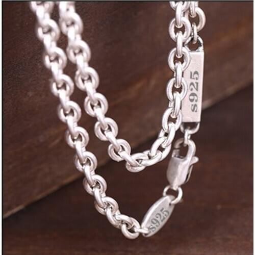 New 100% S925 silver Korean accessories simple mens necklace Thai silver cross chain for woman Thai silver mens necklace