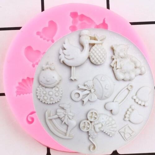 Baby Series Silicone Mold Bear Trojan Horse Fondant Chocolate Mould Cake Decorating Tools Candy Clay Reisn Molds Kitchen Baking