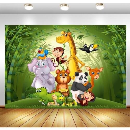 Safari Jungle Animal Backdrop Baby Shower Newborn Happy Birthday Party Custom Photo Background Photocall Prop Decoration Banner