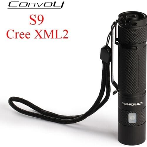 Convoy S9 Cree XML2 LED USB Flashlight Powerful Linterna 18650 Mini Black Flash Light Portable Fishing Camping Work Light 2500mA