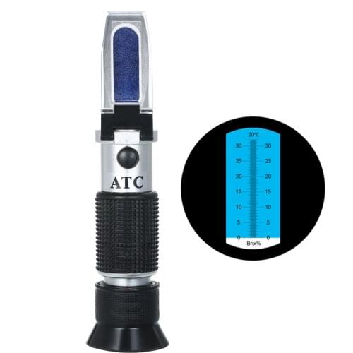 Sugar Concentration Meter Handheld Refractometer Portable ATC Densimeter 0-32% Optical Beverages Sugar Concentration Tester