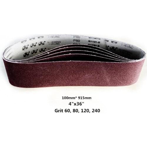 JTEX 5pcs 100x915mm Sanding Belt Sand paper 60 80 120 240 Grit Woodworking Accessories Set