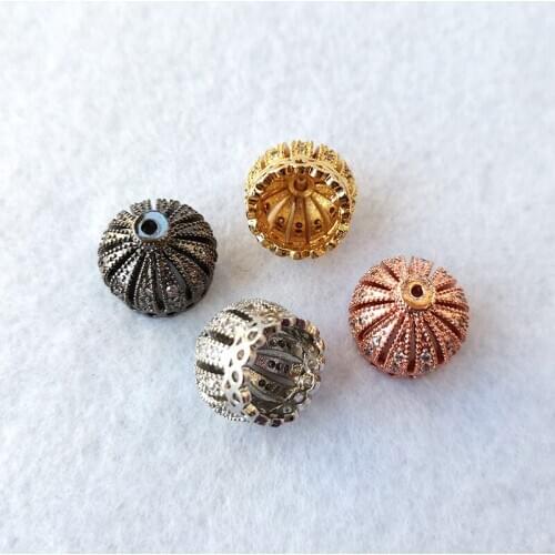 5 Pcs Micro Pave CZ Zirconia Royal Crown Bead Caps Tassel Caps for DIY Making tassels necklace Jewelry Findings CT537