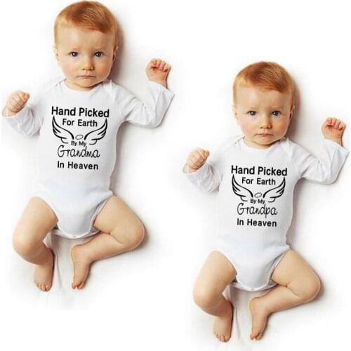 Funny Hand Picked for Earth by My Grandpa/Grandma Baby Romper Clothes Cotton Body Baby Boys Girls Bodysuit Infant Ropa Outfits
