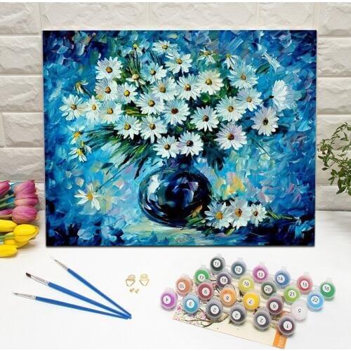 Beautiful Flower Oil Painting by Number Hand Painted Wall Art Picture For Living Room Decoration Wall Art 40x50cm With Frame