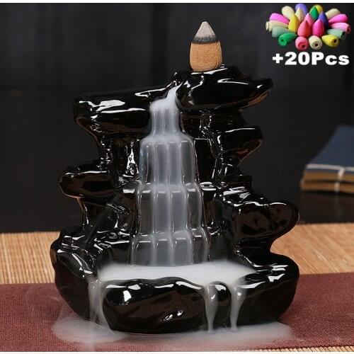 Creative Incense Burners Home Decor Backflow Stick Incense Burner Ceramic Censer Office Teahouse Decoration With 20 cones Gift
