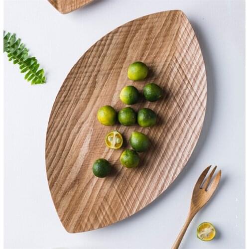 Japanese Style Creative Willow Leaves Shape Wooden Oval Snake Tray Rectangular Childrens Breakfast Dishes Bread Cake Plates