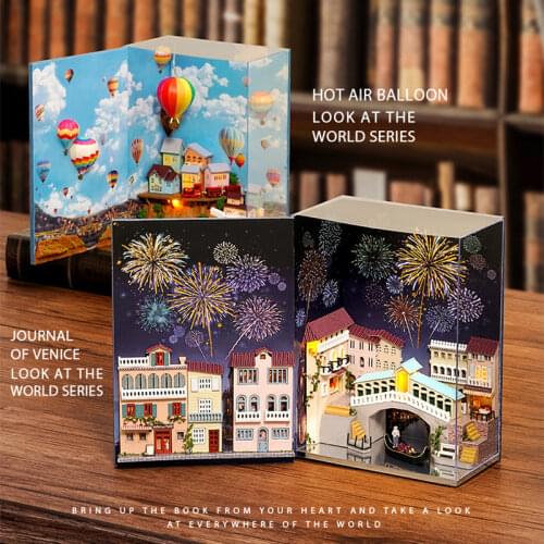 CUTEBEE Dollhouse Wooden Book Nook Inserts Art Bookends DIY Bookshelf Miniature Doll House Diy Dollhouse Casa Toys For Kids