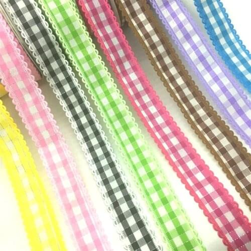 9 Colors 5Y 2.5cm Gingham Ribbon For Handmade Craft Bows Christmas Wedding Party Easter Deco Gift Floral Packing