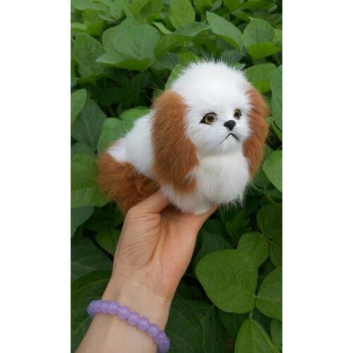 Small simulation dog model polyethylene & furs sitting peking dog doll gift about 14x11cm 1429