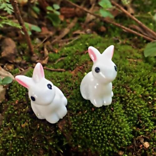 Mini Rabbit Garden Ornament Miniature Figurine Plant Pot Fairy Synthetic Resin Hand-painted Rabbit Decoration Kids Gift