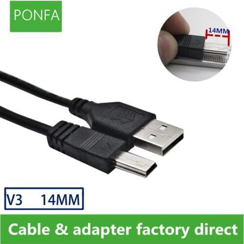 Mini USB 2.0 A Male to Mini 5 Pin B Charge Data Cable Adapter For MP3 Mp4 Player Digital Camera phone 14mm Long Plug