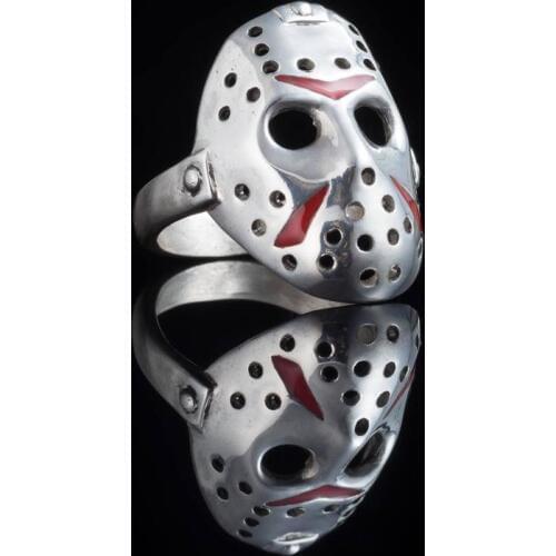 Vintage Horror Movie Jason Mask Men Ring Creative Silver Color Exaggerated Punk Biker Rings Anniversary Gift