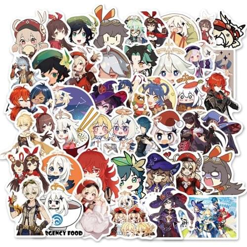 50PCS Adventure Game Genshin Impact Stickers For DIY Laptop Phone Guitar Suitcase Skateboard PS4 Toy Cute Girl Anime Sticker