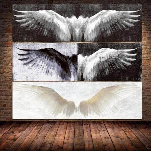 Angel Wings White and Black Wall Posters And Print Vintage Wall Art Canvas Painting Wings Art Wall Picture For Living Room Decor