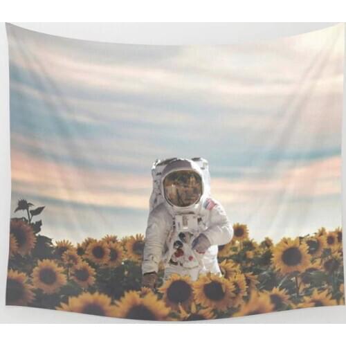 Sunflower Wall Hanging Tapestries Astronaut Spaceman Tapestry Living Room Decor Multifunctional Cloth for Decor Cloth Craft