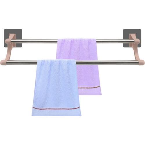 Stainless Steel Double Polished Bathroom Wall Mounted Towel Rail Holder Shelf Storage Rack Towel Rails Bar