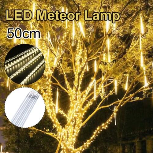 8Pcs Meteor Shower LED Lights Lamp 50cm Falling Waterproof Fairy String Lights Christmas Wedding Party Garden Yard Tree Decor