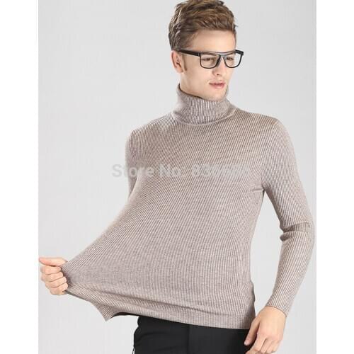 New Winter Mens Turtleneck Sweater Long Sleeve Cashmere Warm Sweaters Elastic High Collar Male Thick Sweater Pullover