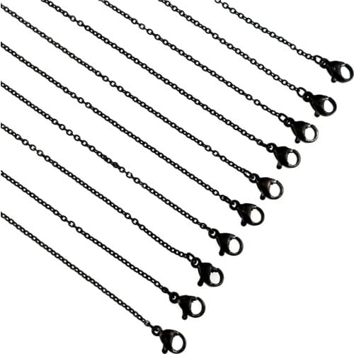 5pcs/lot Black 1.6mm Stainless Steel Chains Necklace 18'' Link Chain Jewelry Making