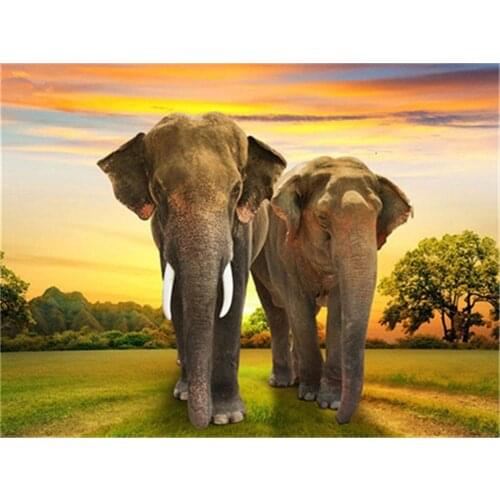 Landscape Elephant Animal DIY Embroidery Cross Stitch 11CT Kits Needlework Craft Set Printed Canvas Cotton Thread Room