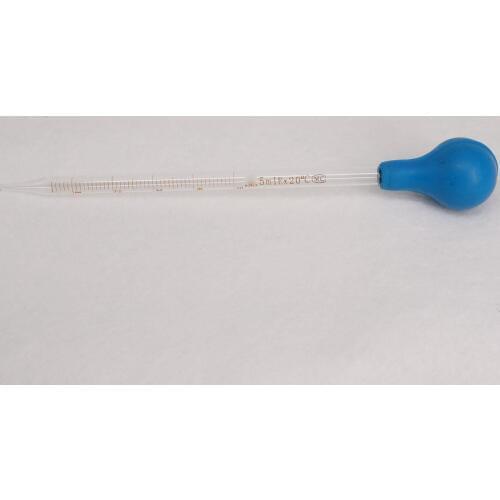 5ml Glass Graduated Pipette with Rubber Bulb Lab Chemistry Dropper Dispensing