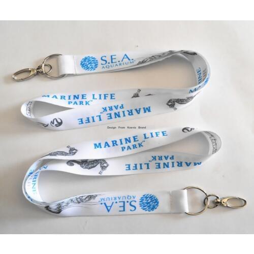 Custom 25MM Promotional ECO-Friendly White Lanyard with Blue Exhibition logo heat transfer Print for Promotion Meeting Gift