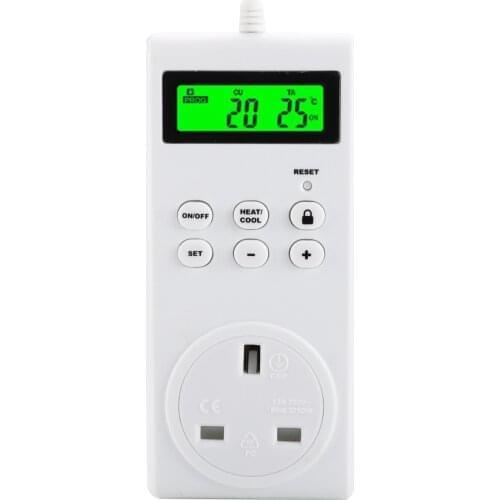 KKmoon Plug-In Programmable Thermostat Wireless Thermostat Outlet LCD Display Temperature Controller for Room Coolers and Heater