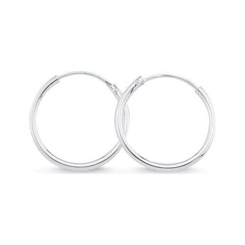 Silver 925 Sterling 18mm Simple Ring Earrings