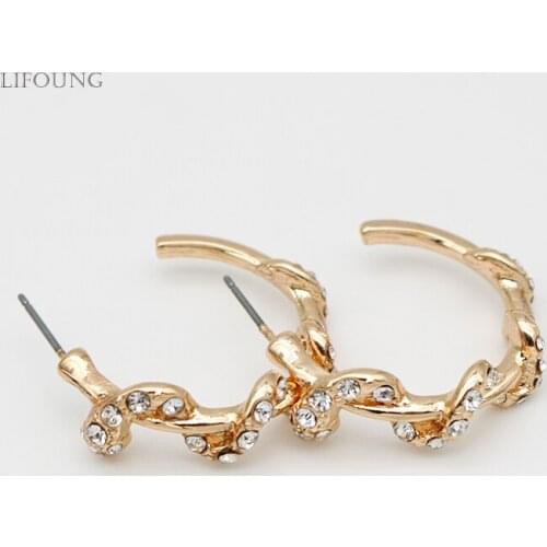 Snake Earrings For Women Rhinestones Hoop Statement Ear Ring Gold Zinc Alloy Fashion Jewelry Trendy New Hot Cuff Styles 2021109