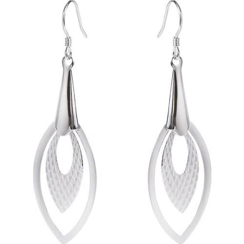 Temperament Long Silver Earrings Water Drop Wisp of Air Silver 925 Earrings Personality Silver and Rose Gold 925 Silver Earrings