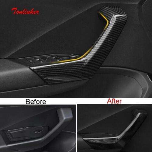 Tonlinker Door Interior Handle position Cover sticker for Volkswagen T-ROC 2018-19 Car styling 4 PCS ABS Chrome Cover sticker