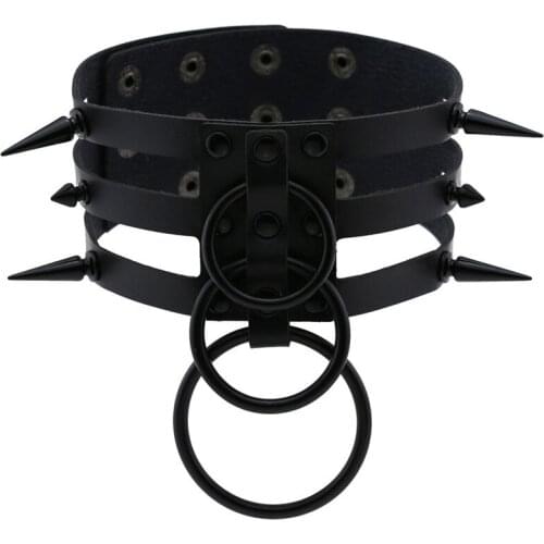 Gothic Handmade Pu Leather Spiked Choker Punk Goth Collar Accessories Gothic Metal Chocker Necklace Club Party Jewelry