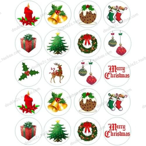 Wafer Paper for Christmas Decoration,2" (5cm) 60pcs,Edible cupcake Decoration ,Cake Paper with Design decorating tools