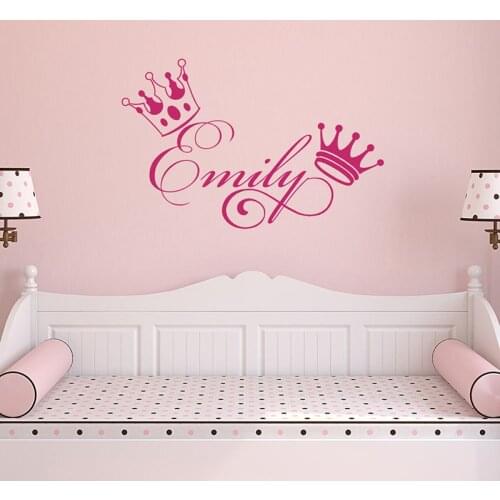 YOYOYU Crown Vinyl wall stickers kids room Personalized Custom Girl Name Removeable Decal Nursery Bedroom Decoration ZX290
