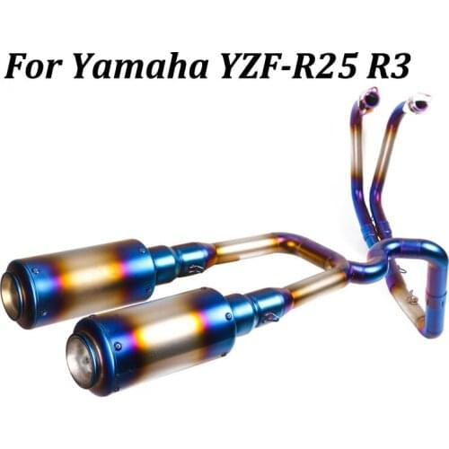 Slip on For Yamaha YZF-R25 R3 Full System Double Row Motorcycle Exhaust Muffler Modified with Front Link Pipe